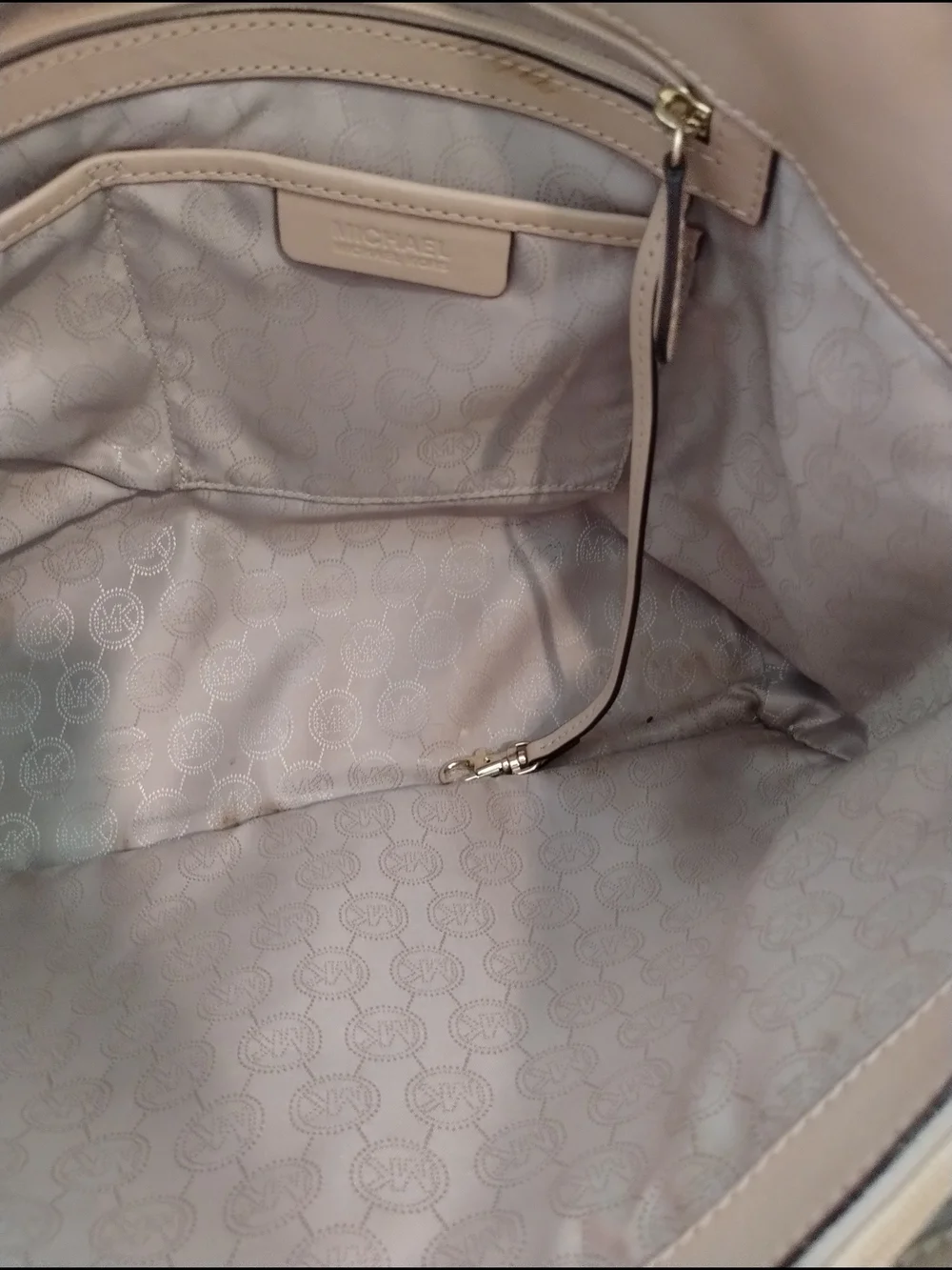 Michael Kors Rare Monogram Checkered Tote Bag with Beige Trim